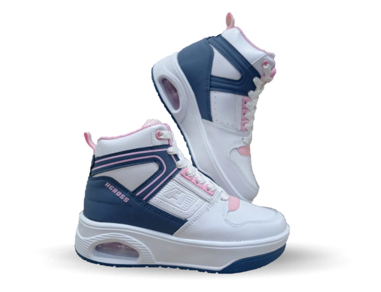 Tenis Urbano tipo bota con burbuja de aire H Gros 334 Blanco/Denim/Pink para mujer