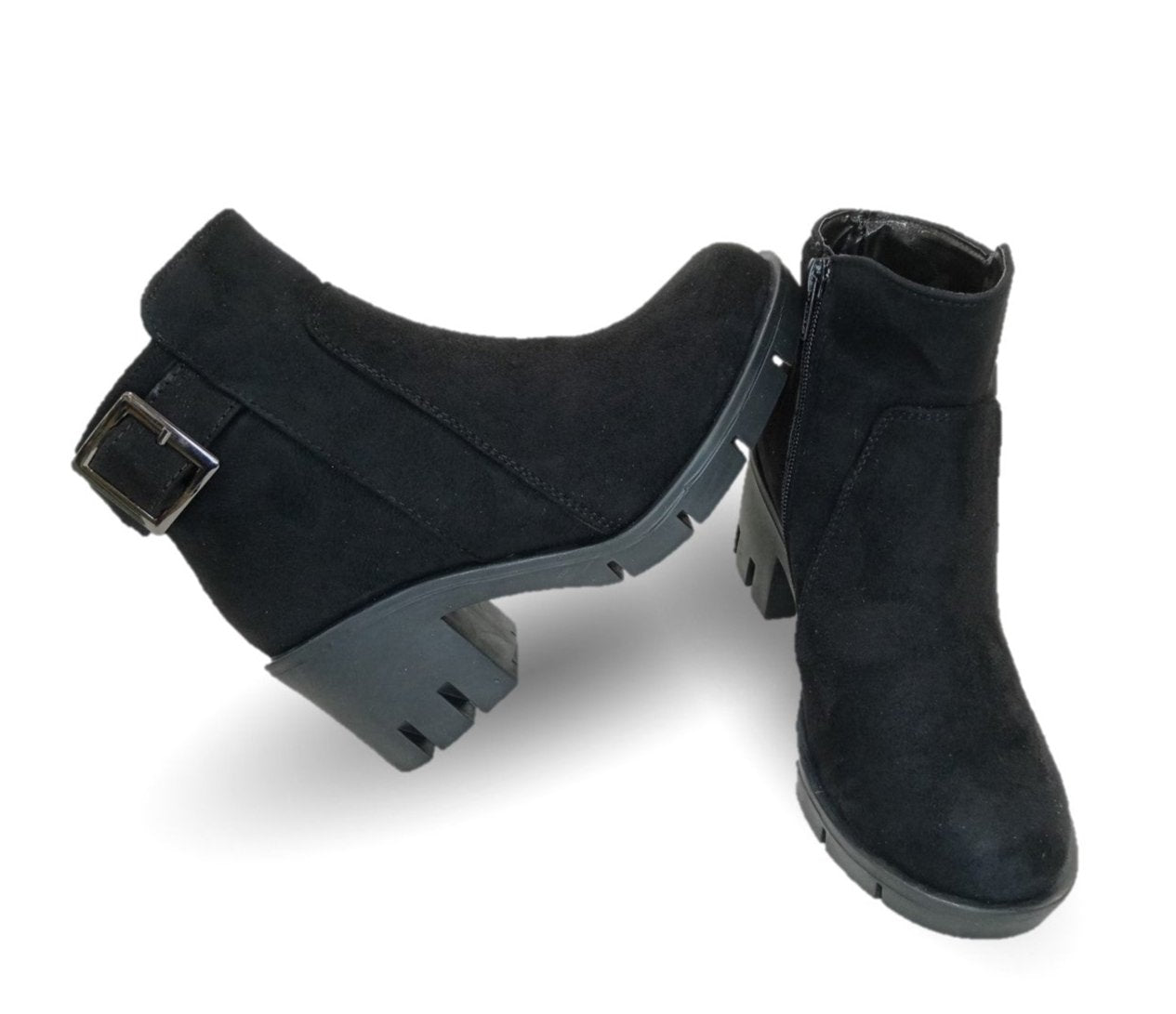 Bota Casual con cierre interno tacón mediano Itzel 35 Nobuck Negro para mujer