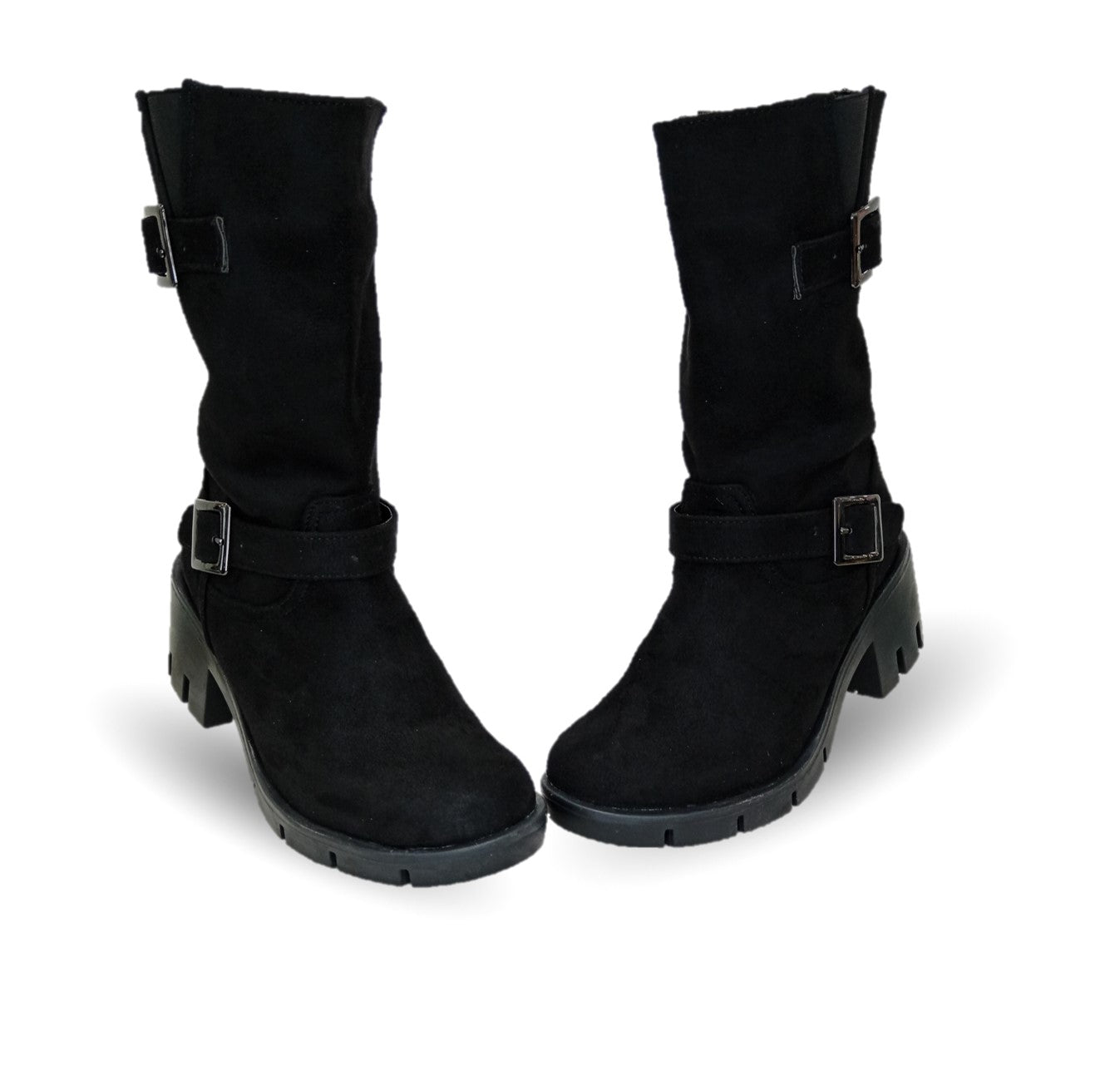 Bota Casual con cierre interno tacón mediano Itzel 872 Buck Negro para mujer