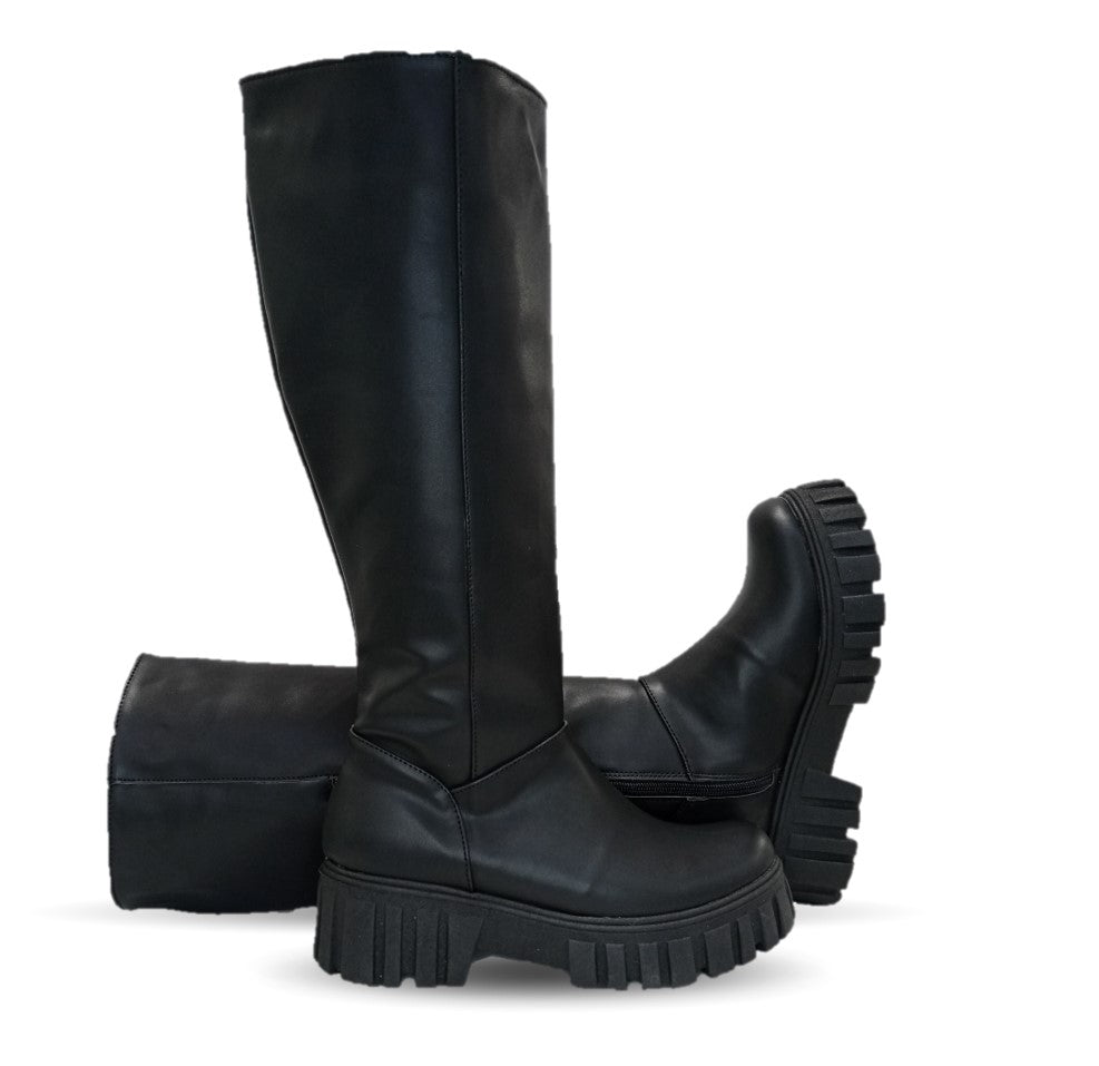 Bota Casual de tubo alto con cierre interno con tacón Itzel 885 Negro para mujer