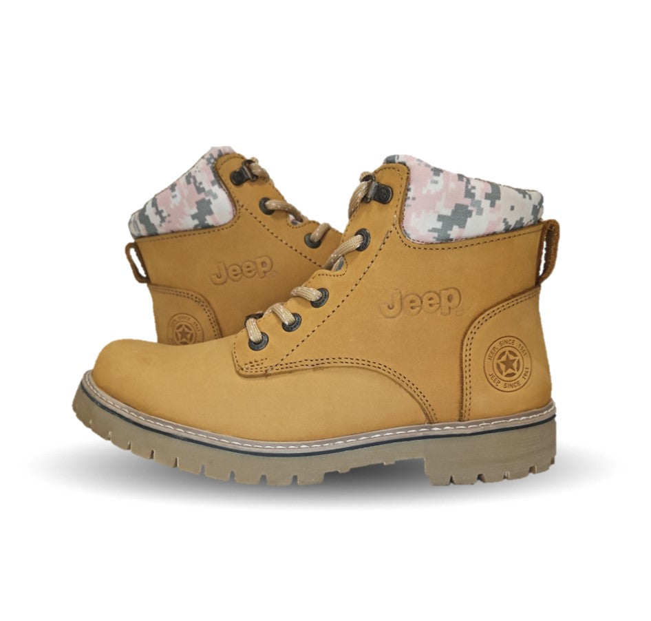 Botas Industriales y Casuales de piel con casco de acero Jeep 10754 Nobuck Miel para mujer