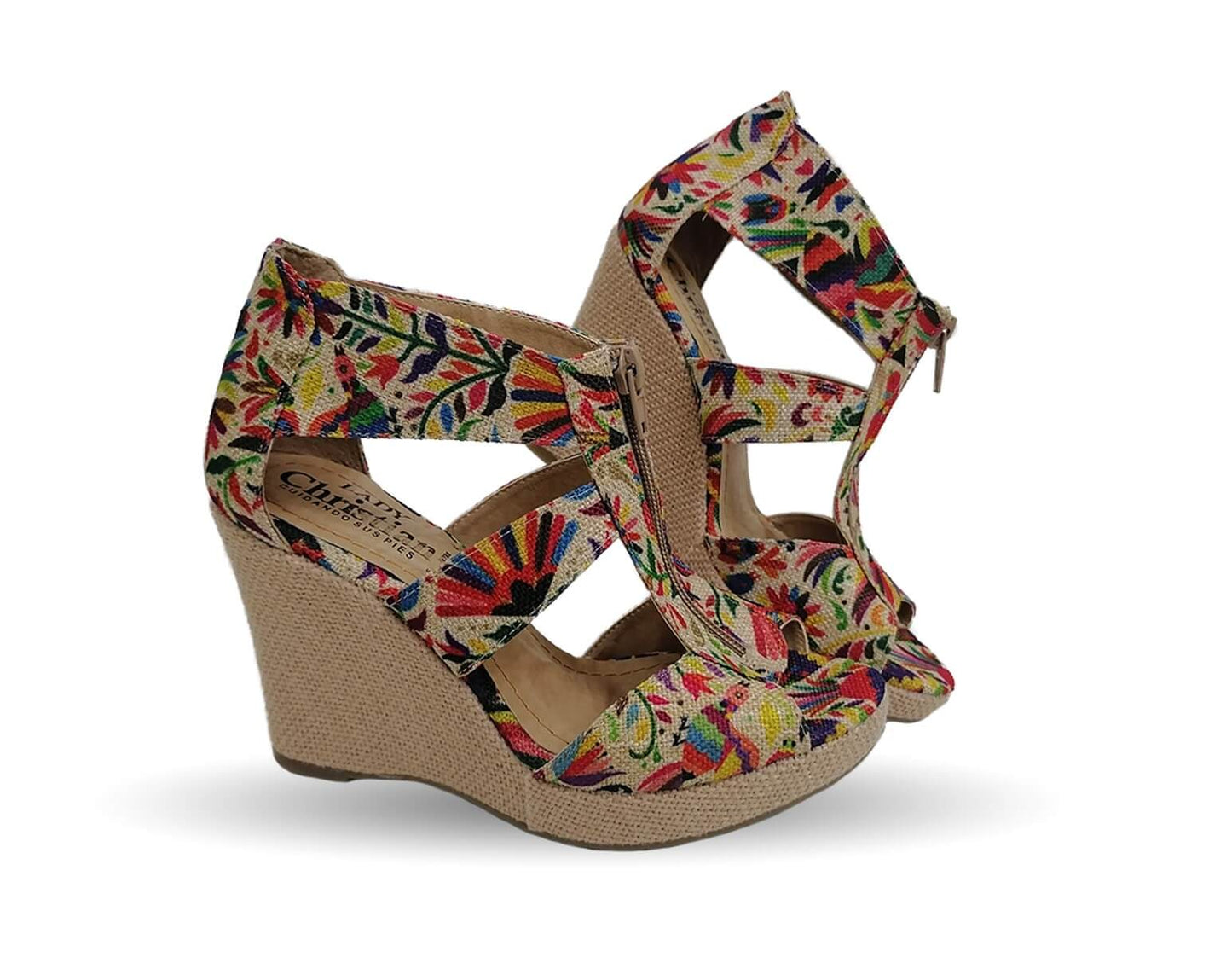 Sandalia Casual de moda con cuña alta de yute natural Lady Christian 612 Otomí para mujer