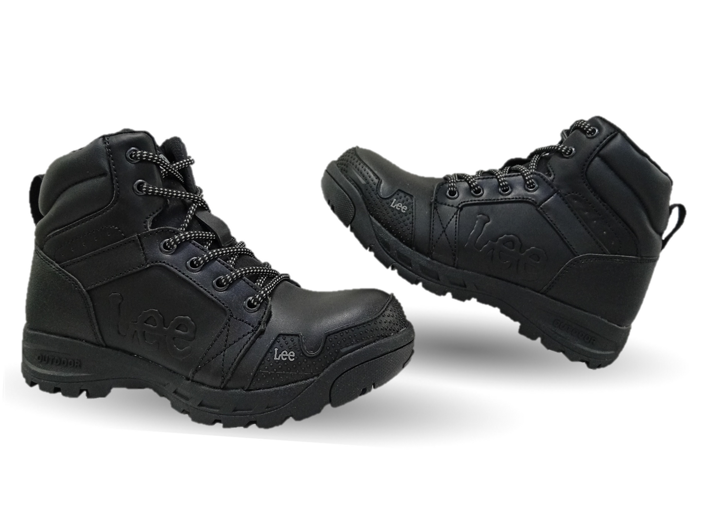 Bota Industrial y Casual de piel con casco de acero Lee 253 Negro/Acero para hombre