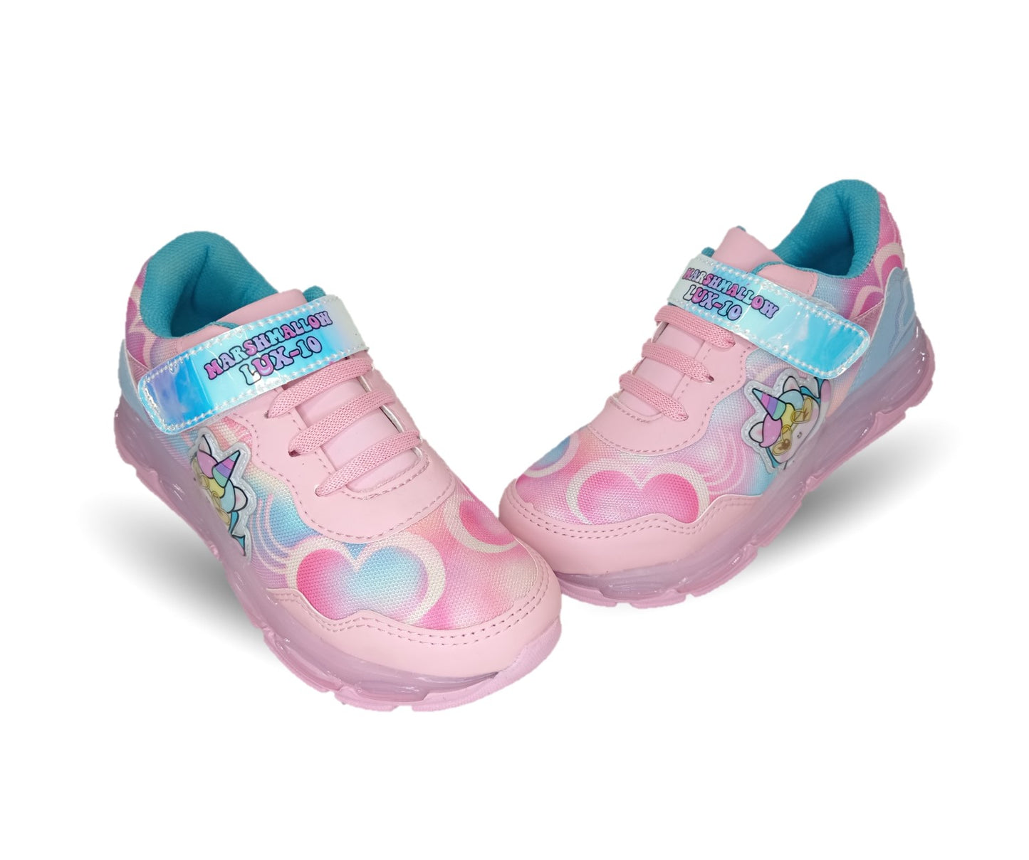 Tenis con luces Leds ajuste de agujetas y contactel Lux 10 581 Rosa para niña