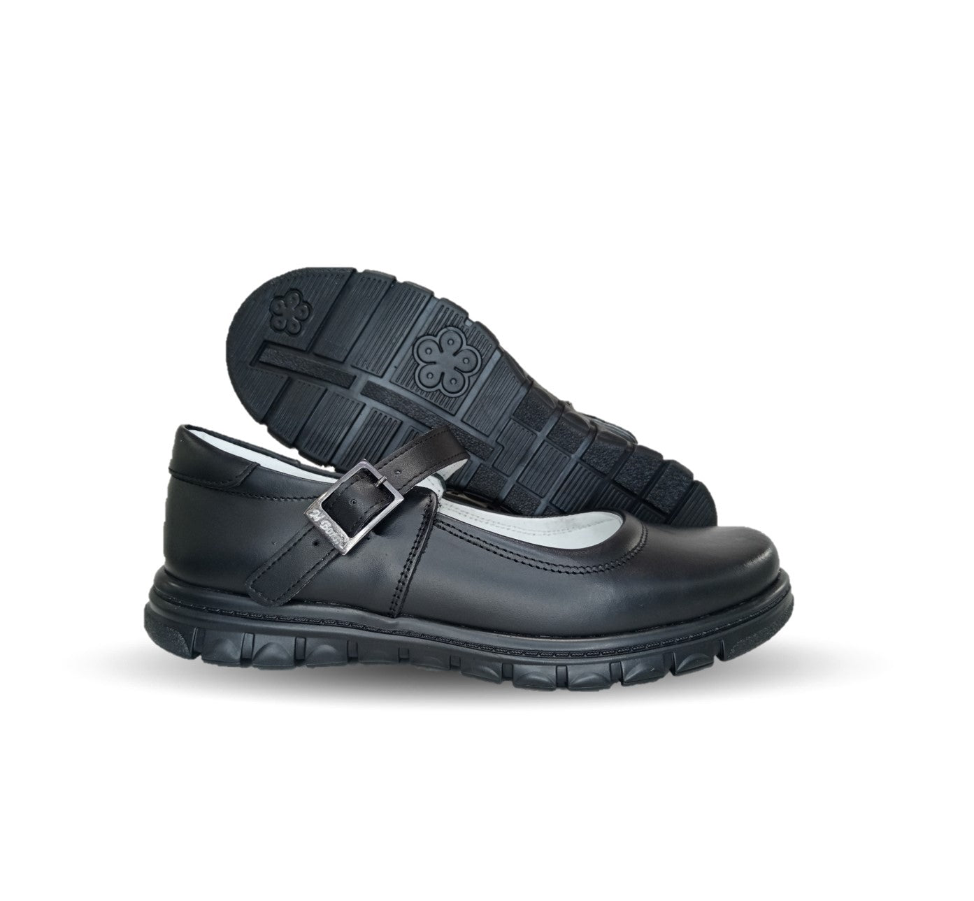 Zapato Escolar y Casual de piel con hebilla Mujer Bonita 1530 Negro para niña y mujer