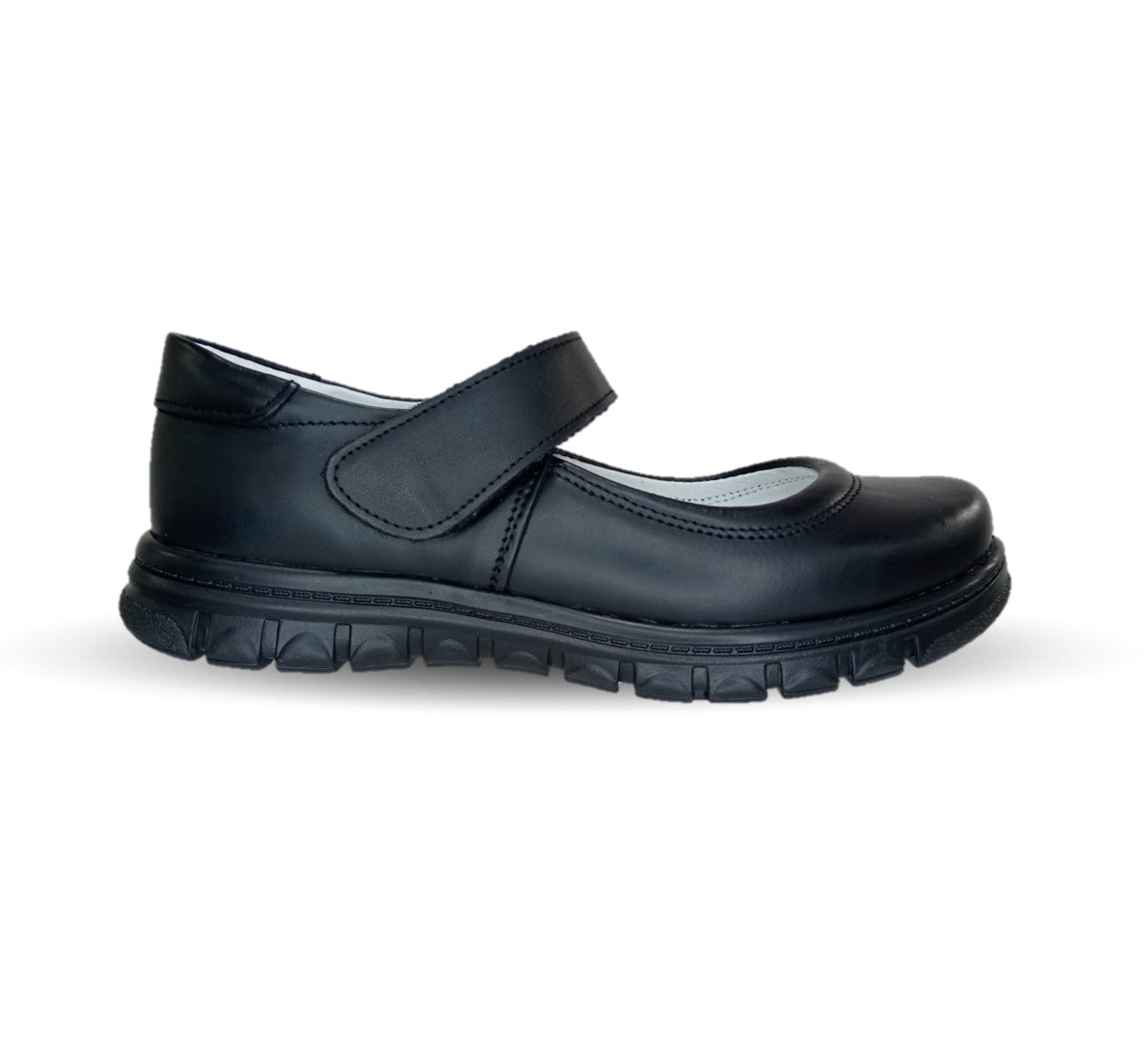 Zapato Escolar y Casual de piel con contactel Mujer Bonita 1531 Negro para niña y mujer