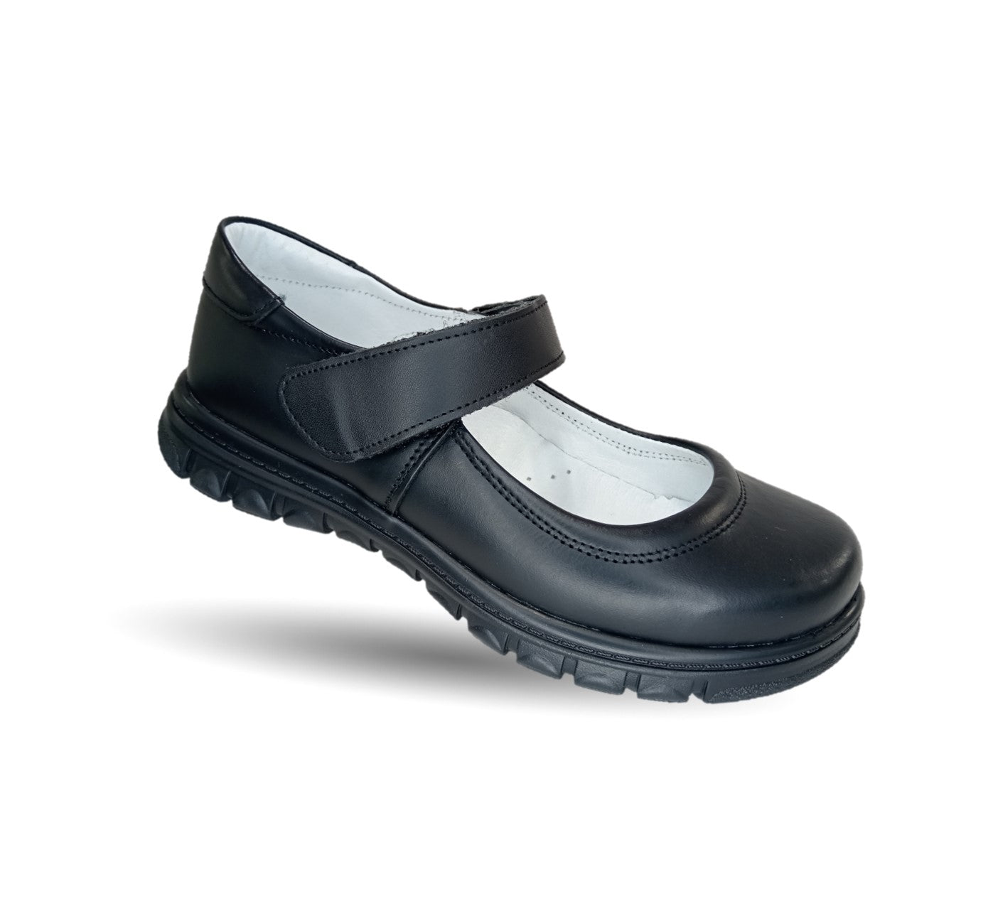 Zapato Escolar y Casual de piel con contactel Mujer Bonita 1531 Negro para niña y mujer