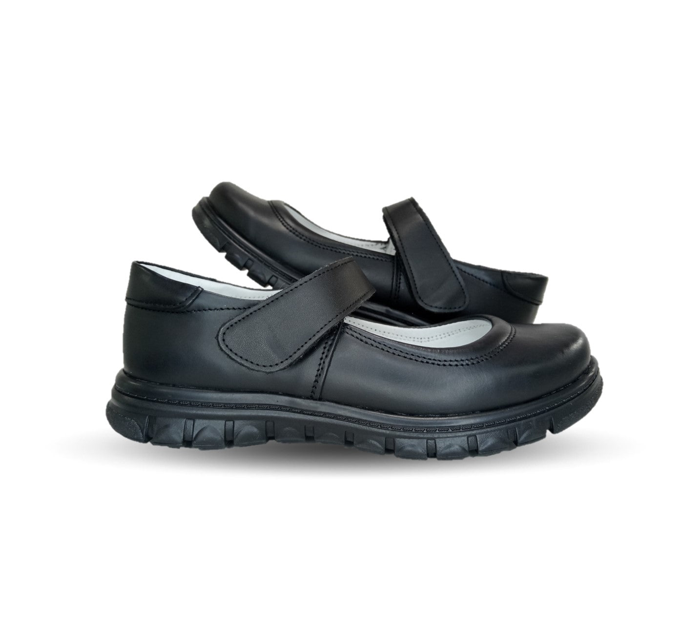 Zapato Escolar y Casual de piel con contactel Mujer Bonita 1531 Negro para niña y mujer