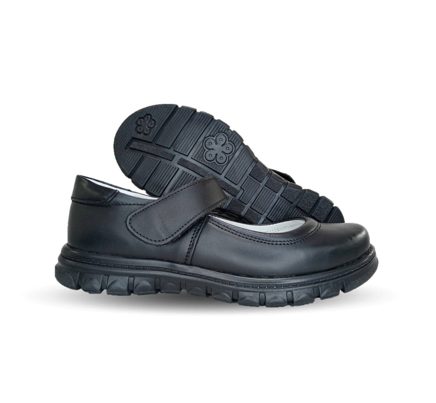 Zapato Escolar y Casual de piel con contactel Mujer Bonita 1531 Negro para niña y mujer