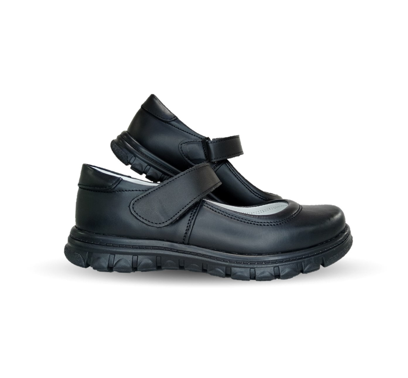 Zapato Escolar y Casual de piel con contactel Mujer Bonita 1531 Negro para niña y mujer