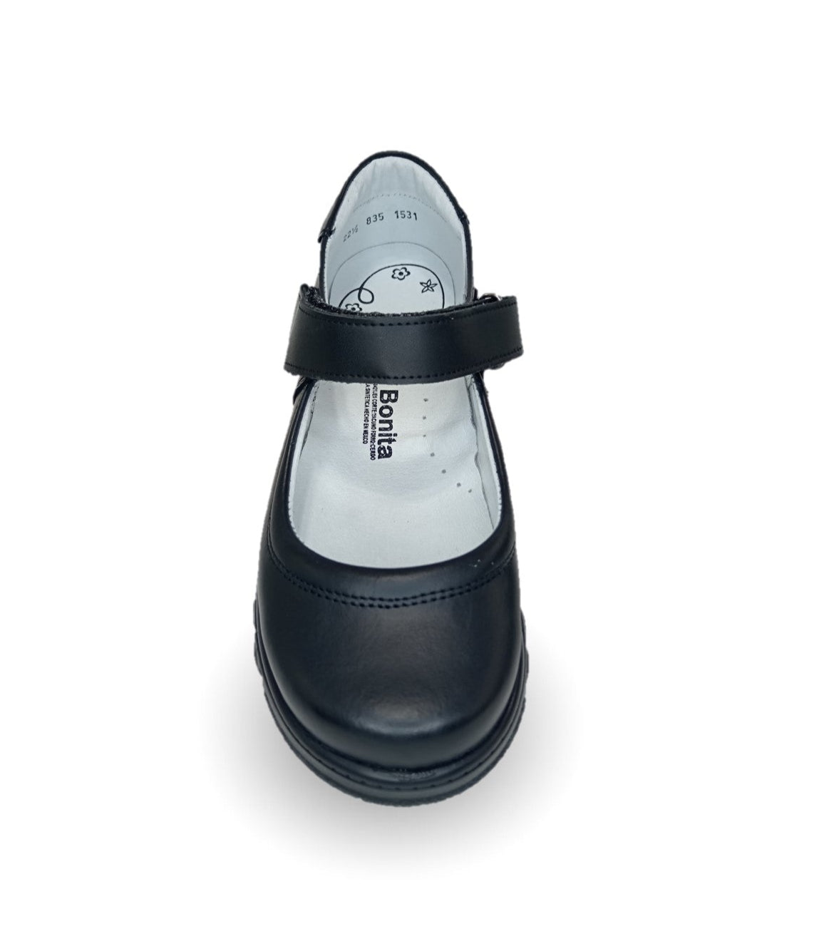 Zapato Escolar y Casual de piel con contactel Mujer Bonita 1531 Negro para niña y mujer