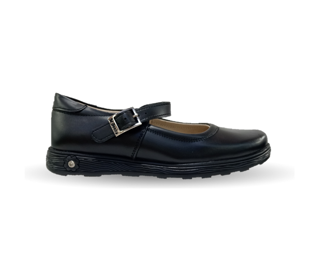 Zapato Escolar y Casual de piel con hebilla Mujer Bonita 1930 Negro para niña