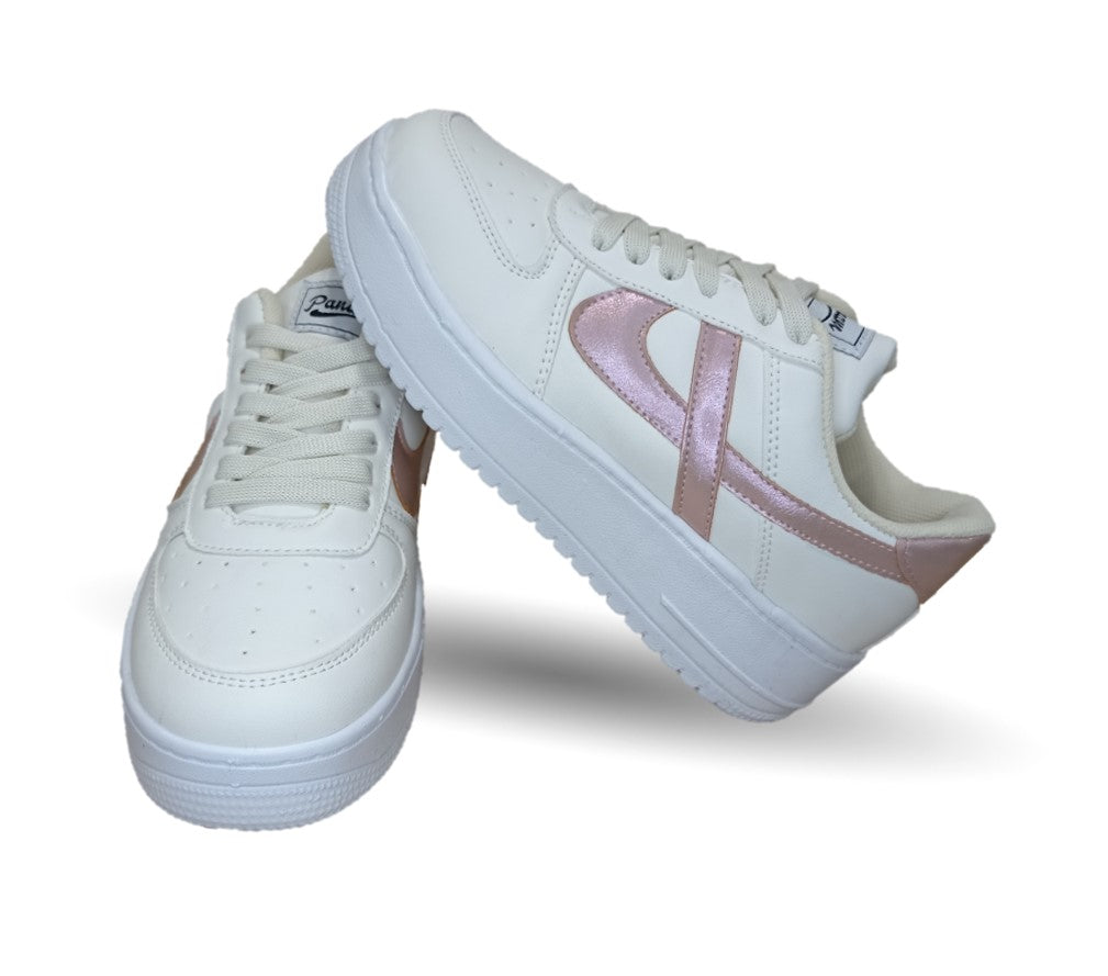 Tenis Urbano Panam 892 Blanco/Plata/Rosa para mujer