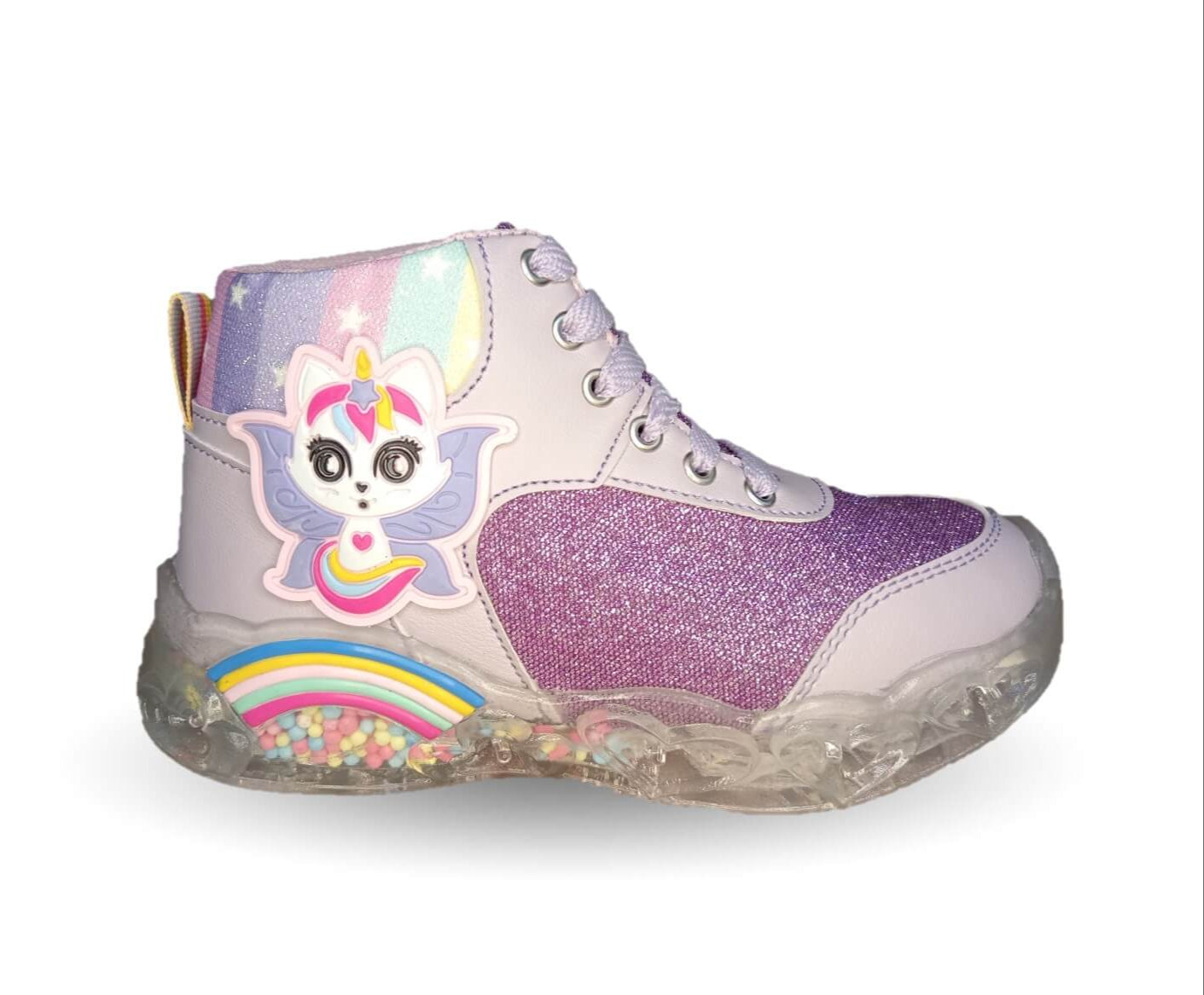 Tenis tipo Bota con luces leds ajuste de agujetas Play Colors 451 Lila para niña
