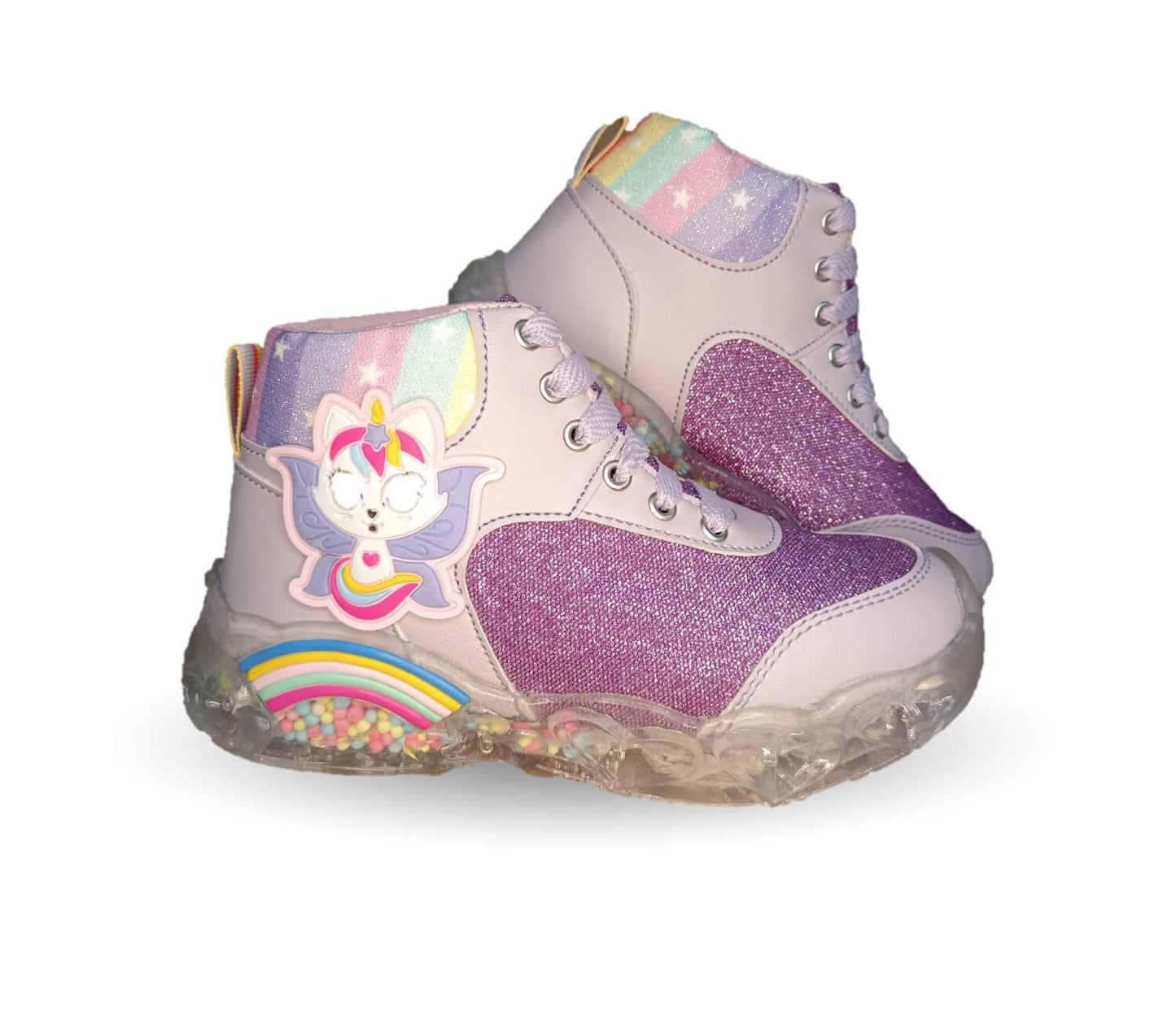 Tenis tipo Bota con luces leds ajuste de agujetas Play Colors 451 Lila para niña