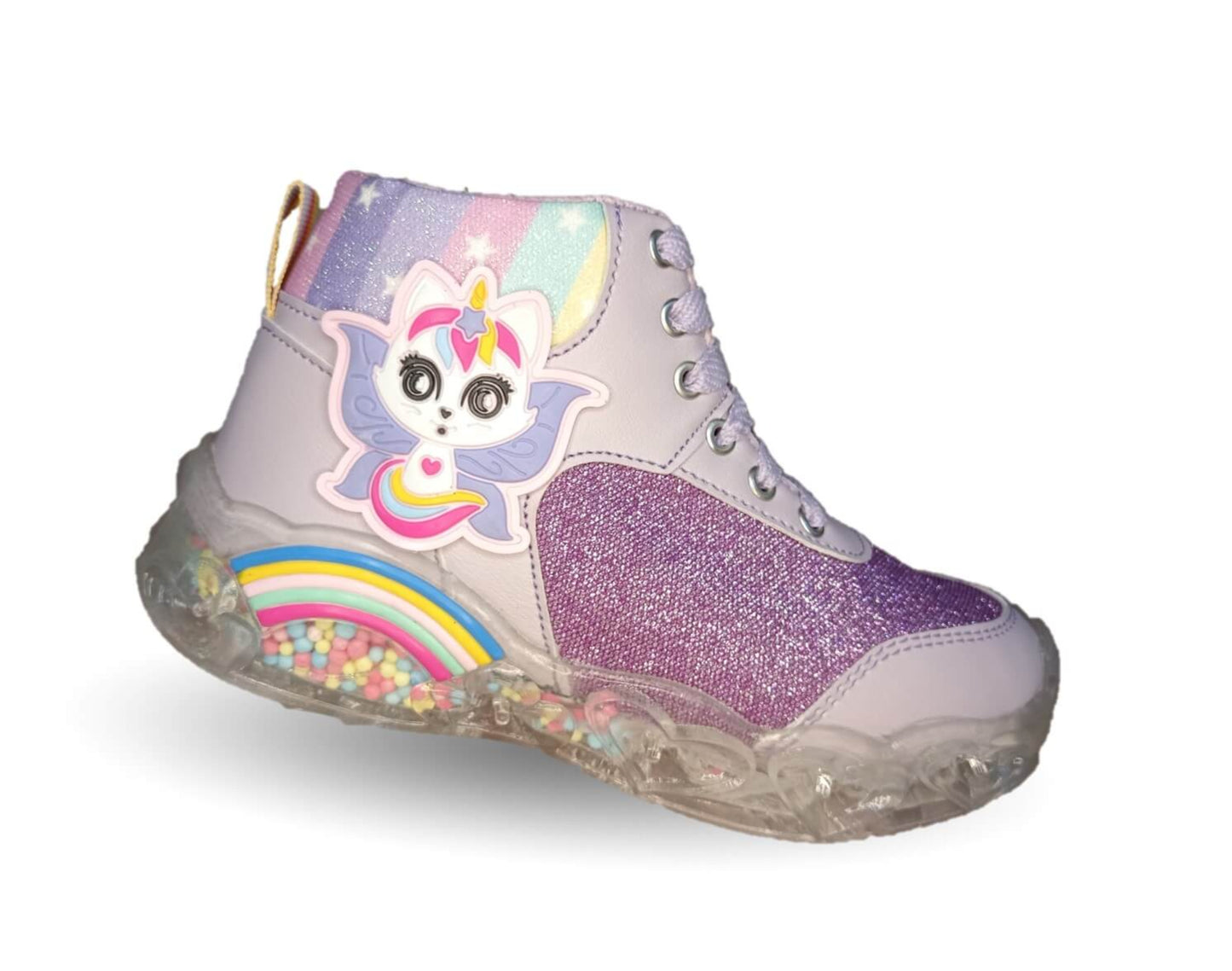 Tenis tipo Bota con luces leds ajuste de agujetas Play Colors 451 Lila para niña
