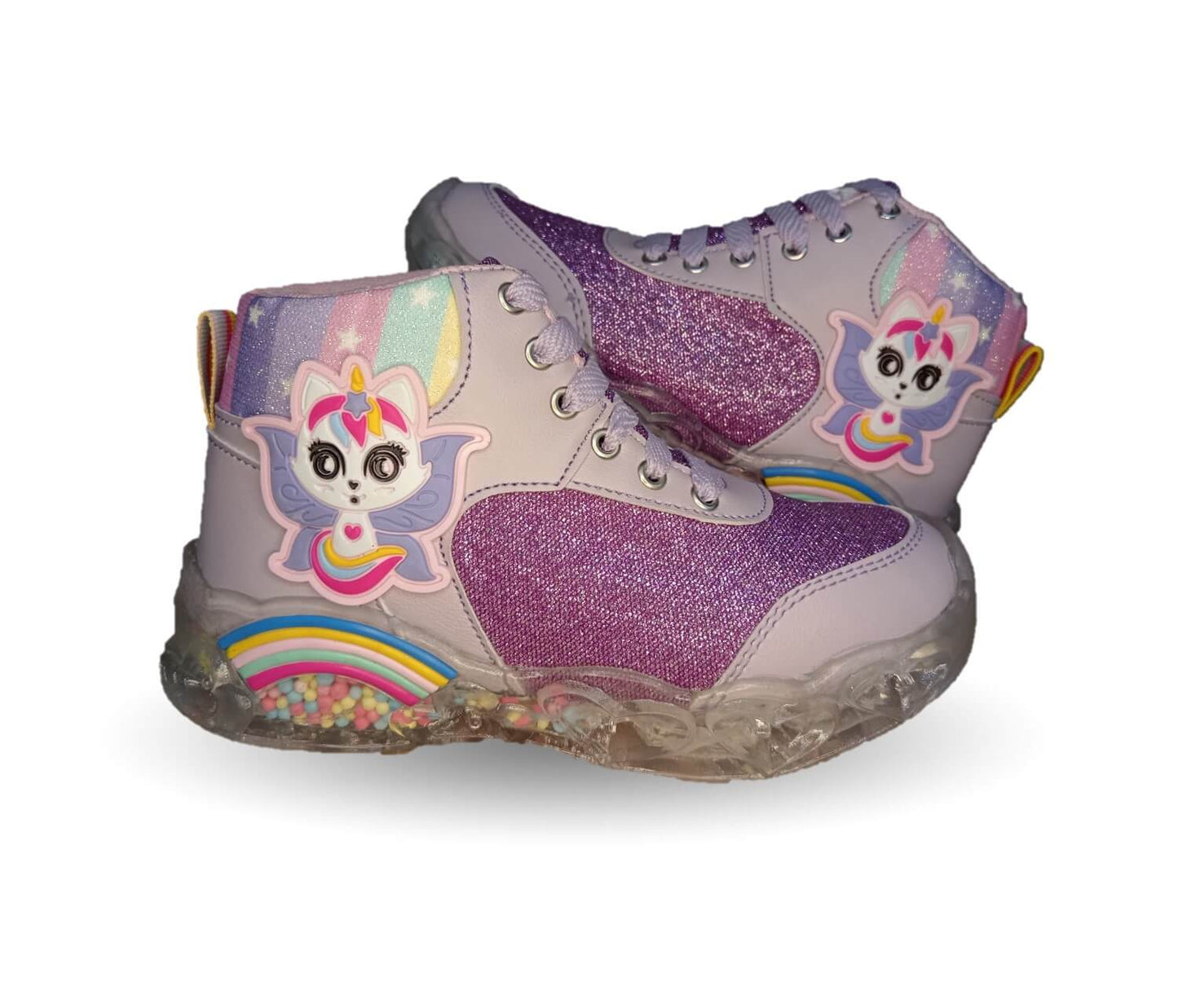 Tenis tipo Bota con luces leds ajuste de agujetas Play Colors 451 Lila para niña