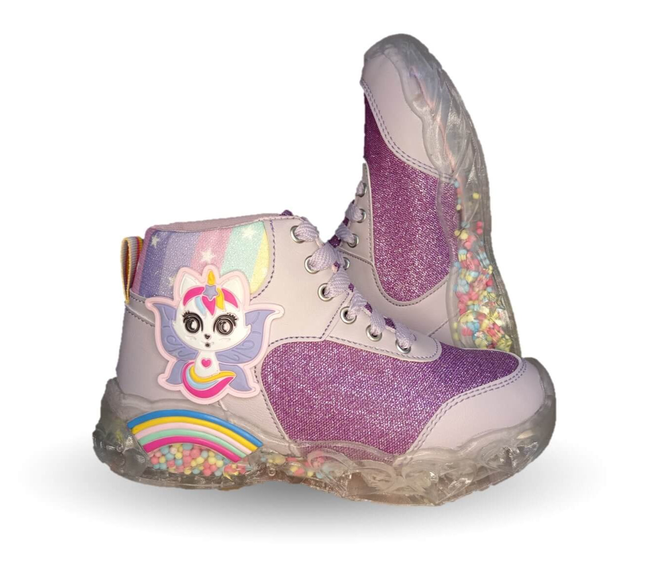 Tenis tipo Bota con luces leds ajuste de agujetas Play Colors 451 Lila para niña