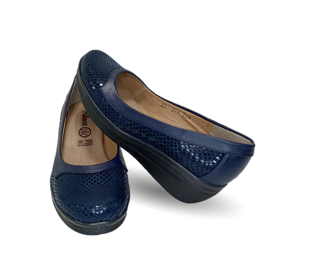 Zapato de Confort de piel de ternera Pullman 700 Azul Marino para mujer