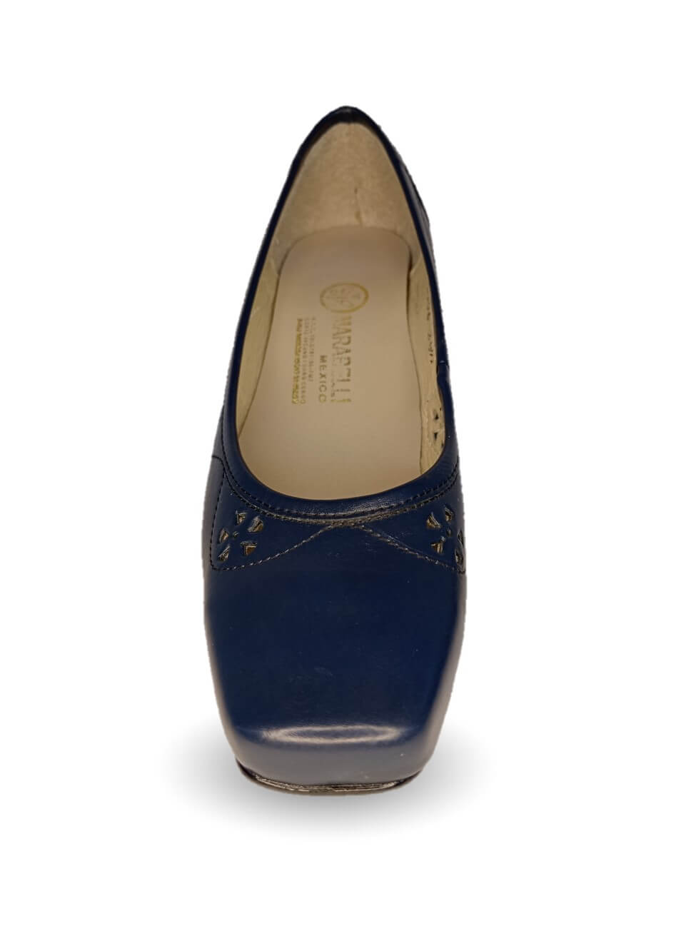 Zapatilla de Vestir y Confort de piel de ternera con tacón bajo Pullman 8006 Azul Marino para mujer