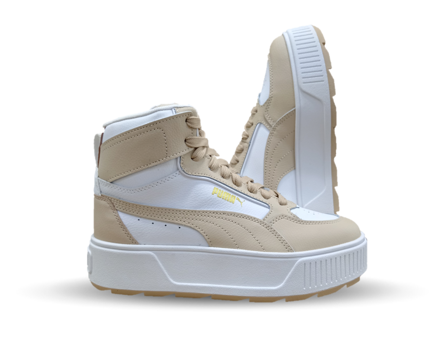 Tenis Urbano tipo Bota de moda con plataforma Puma 1304 Blanco/Camel para mujer