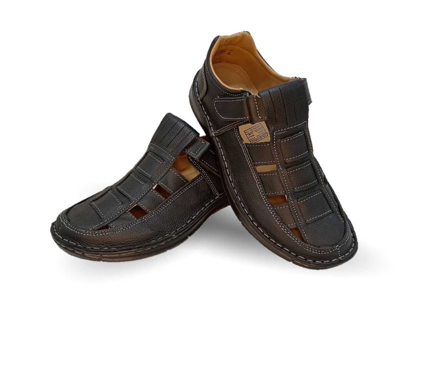 Sandalia de piel Riveello 200 Negro para hombre