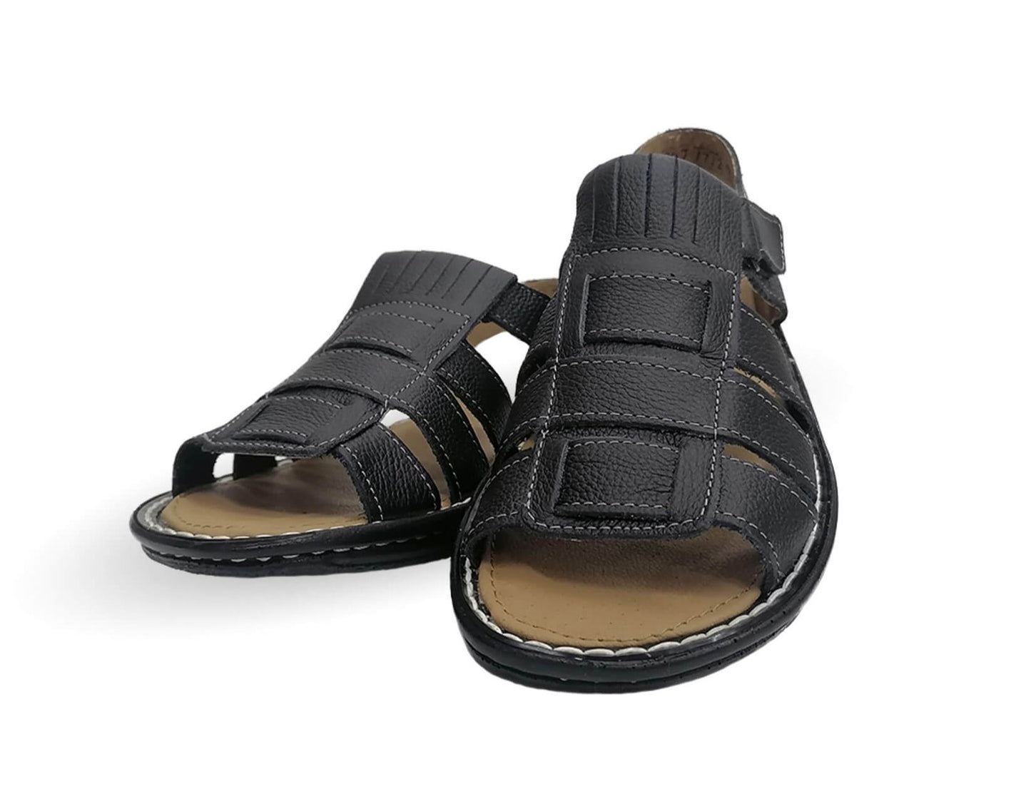 Sandalia de piel Riveello 47 Negro para caballero