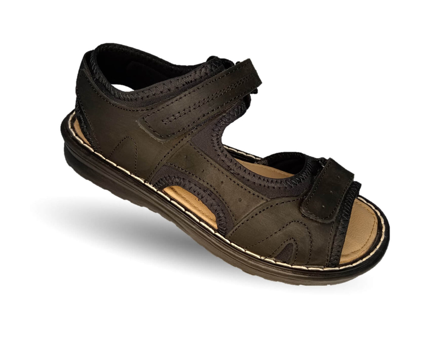 Sandalia de piel Riveello 650 Negro para hombre