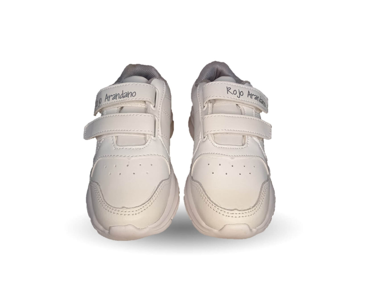 Tenis Deportivo y Escolar de piel con contactel Rojo Arándano 5074 Blanco/Blanco Unisex para niño, niña, junior y mujer