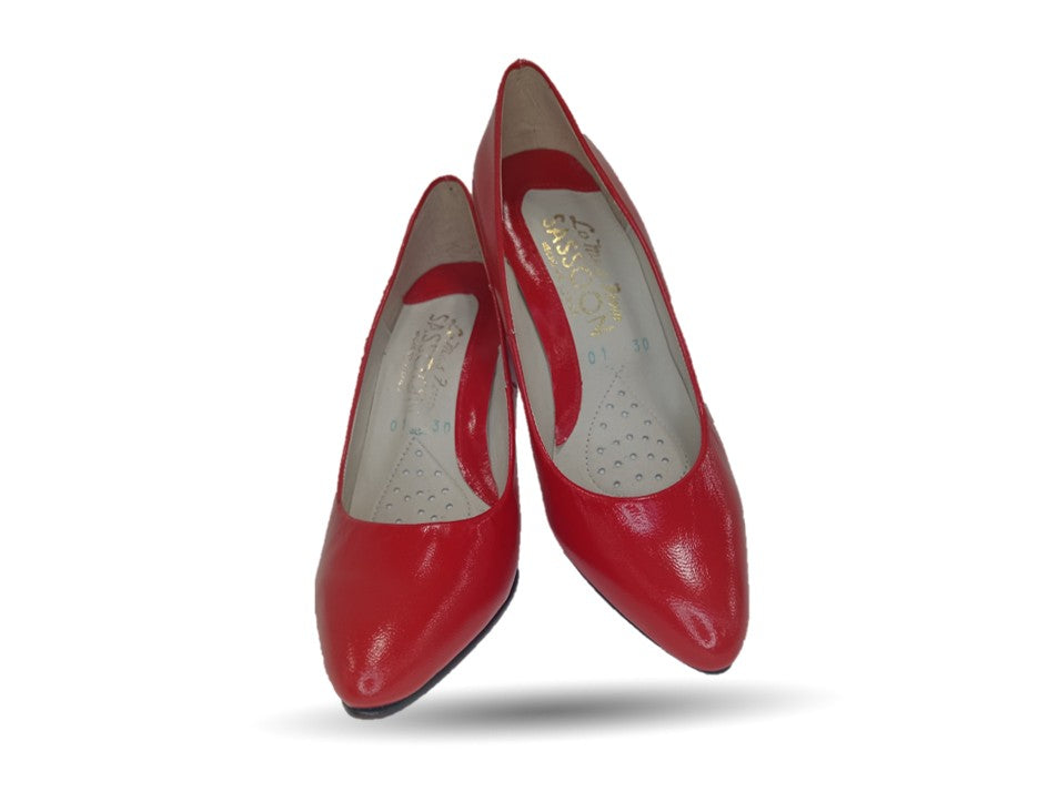 Zapatilla de Vestir de piel de cabra con suela de cuero tacón medio Sasson 1 Rojo para mujer