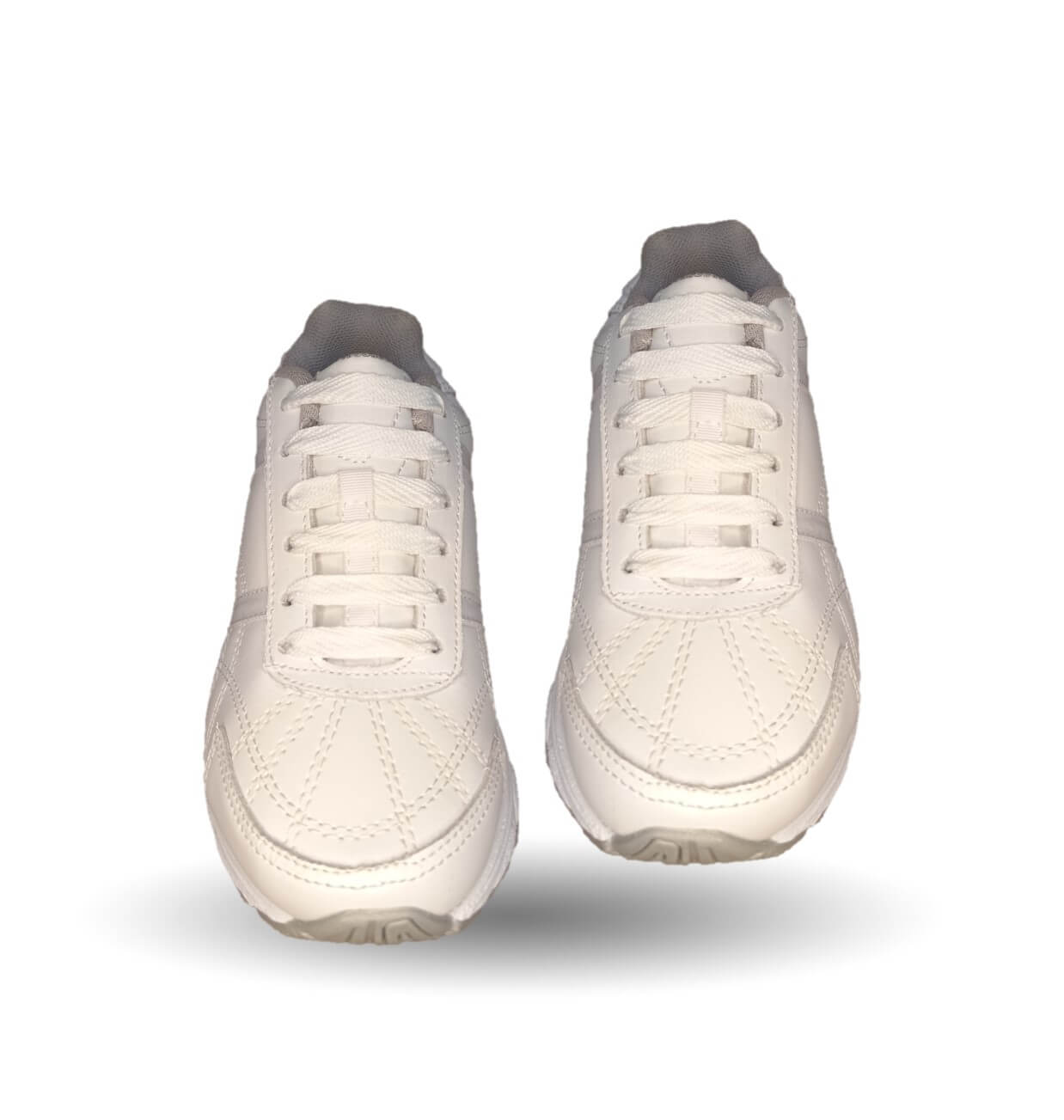 Tenis Deportivo y Escolar de piel con agujetas Sport Shoes 1959 Blanco/Blanco Unisex para niño, niña, joven, mujer y hombre