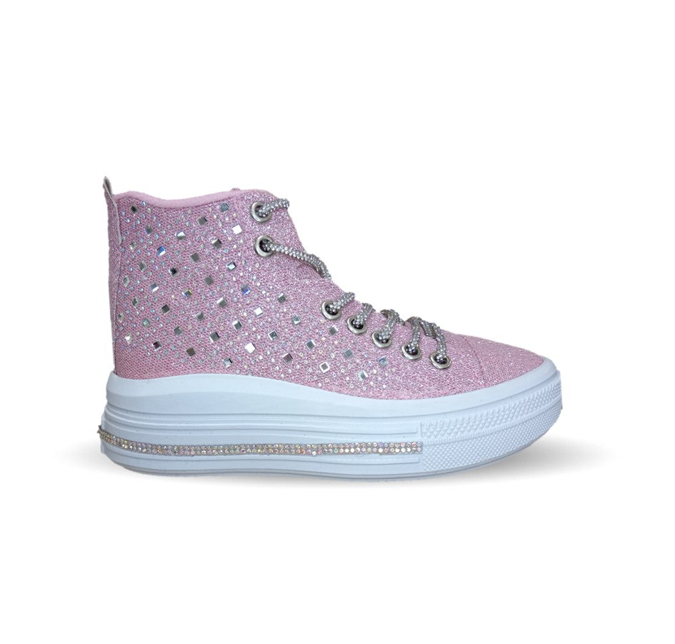 Tenis tipo Bota con agujetas Vany 114 Rosa para niña