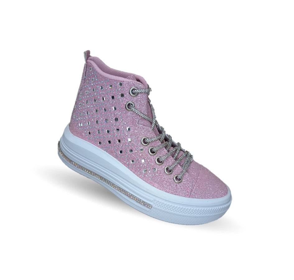Tenis tipo Bota con agujetas Vany 114 Rosa para niña