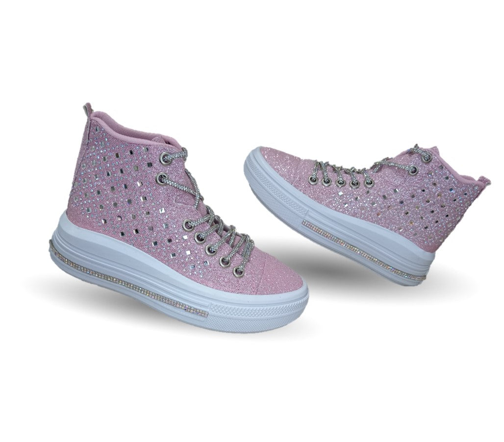 Tenis tipo Bota con agujetas Vany 114 Rosa para niña