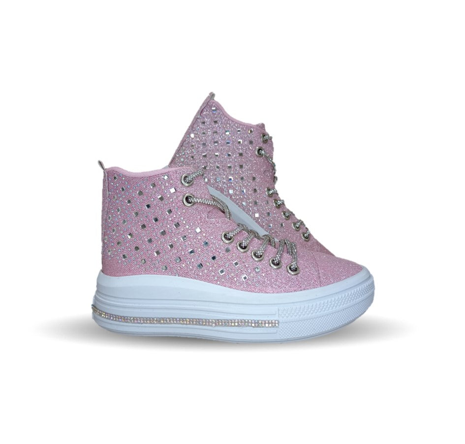 Tenis tipo Bota con agujetas Vany 114 Rosa para niña