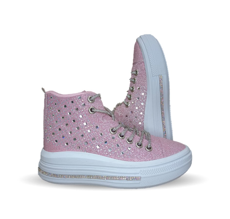 Tenis tipo Bota con agujetas Vany 114 Rosa para niña
