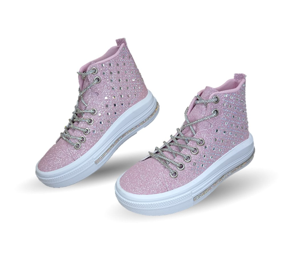 Tenis tipo Bota con agujetas Vany 114 Rosa para niña