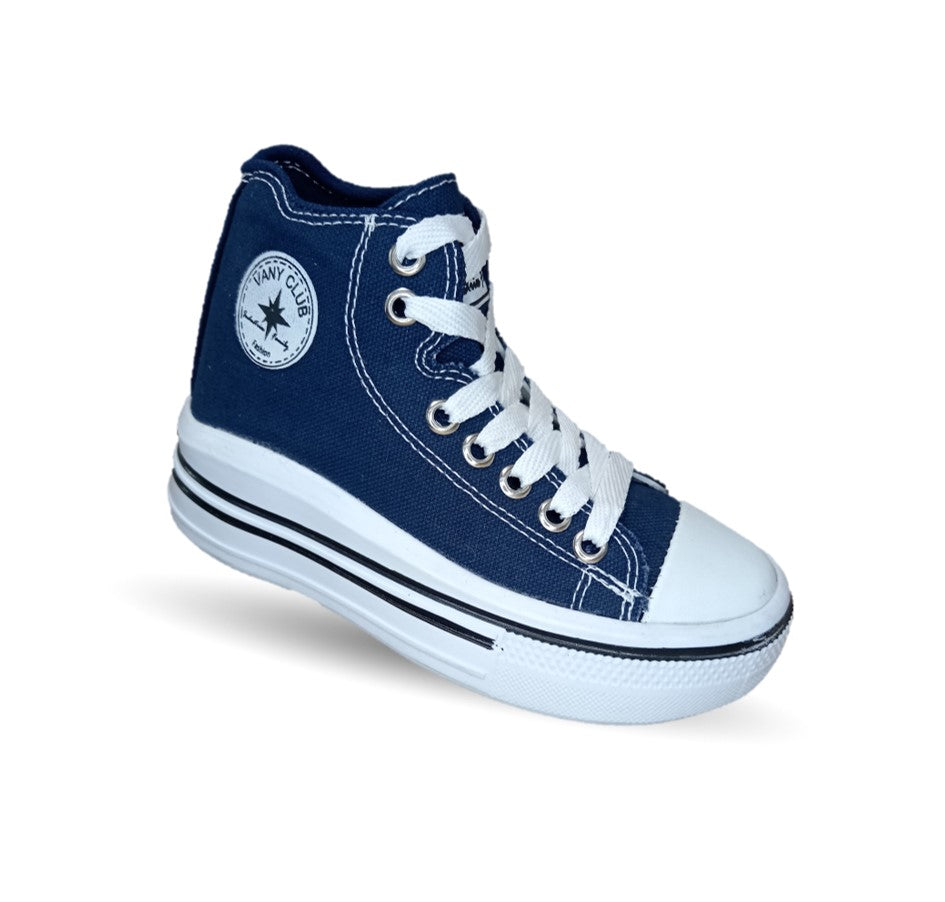 Tenis tipo Bota con agujetas Vany 6010 Azul Marino Unisex para niño y niña