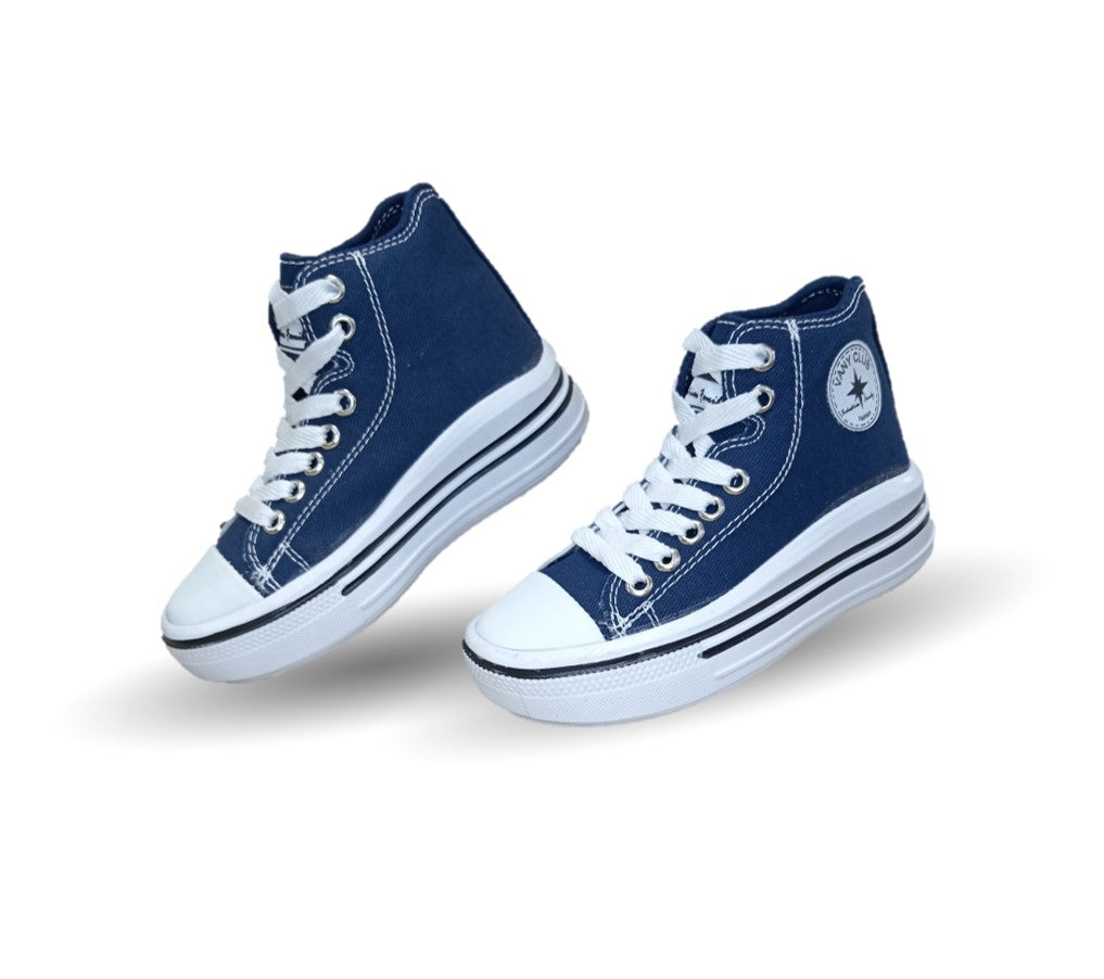 Tenis tipo Bota con agujetas Vany 6010 Azul Marino Unisex para niño y niña