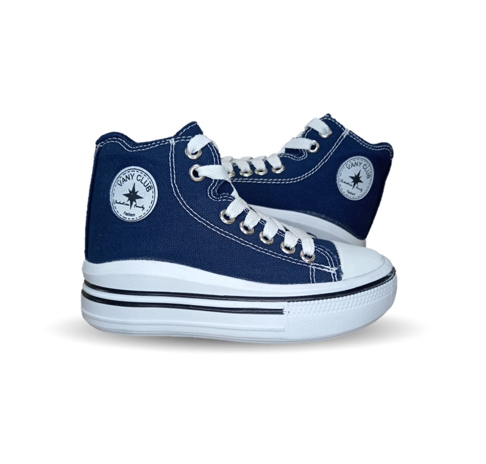 Tenis tipo Bota con agujetas Vany 6010 Azul Marino Unisex para niño y niña