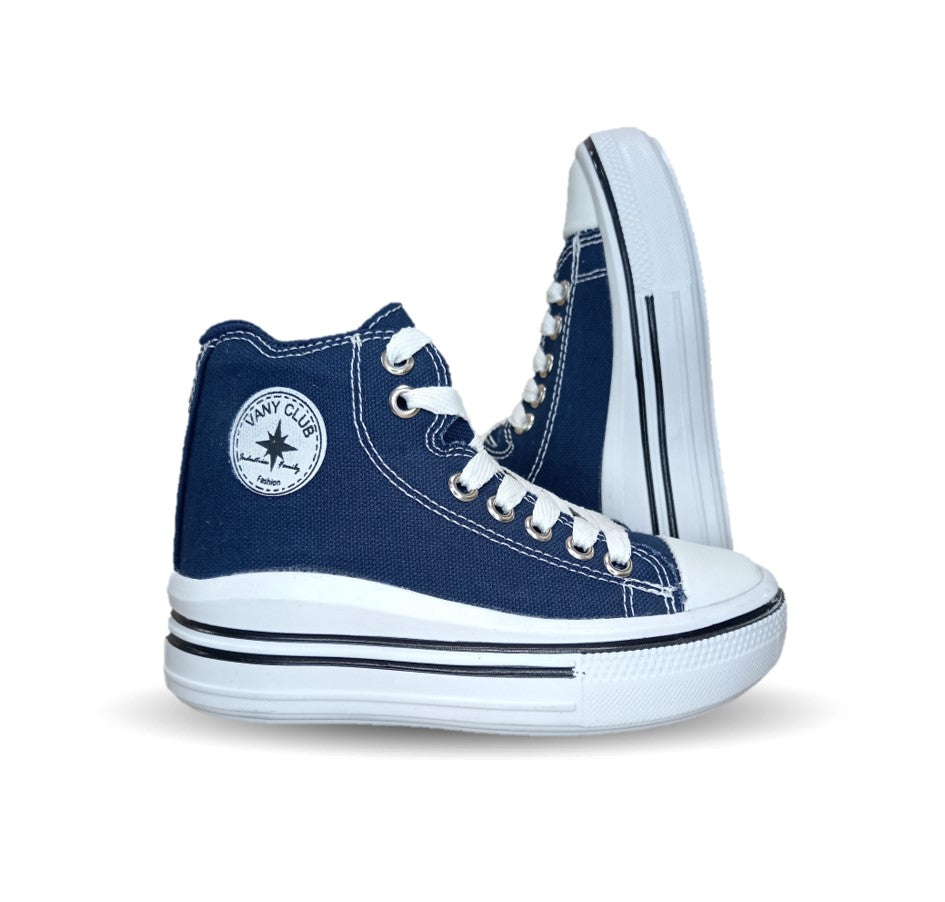Tenis tipo Bota con agujetas Vany 6010 Azul Marino Unisex para niño y niña