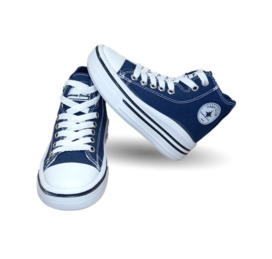 Tenis tipo Bota con agujetas Vany 6010 Azul Marino Unisex para niño y niña