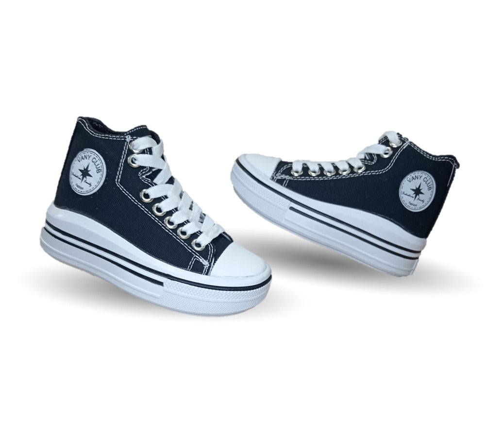 Tenis tipo Bota con agujetas Vany 6010 Negro Unisex para niño y niña