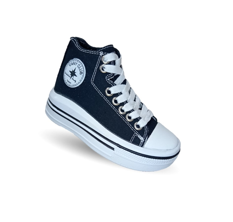 Tenis tipo Bota con agujetas Vany 6010 Negro Unisex para niño y niña