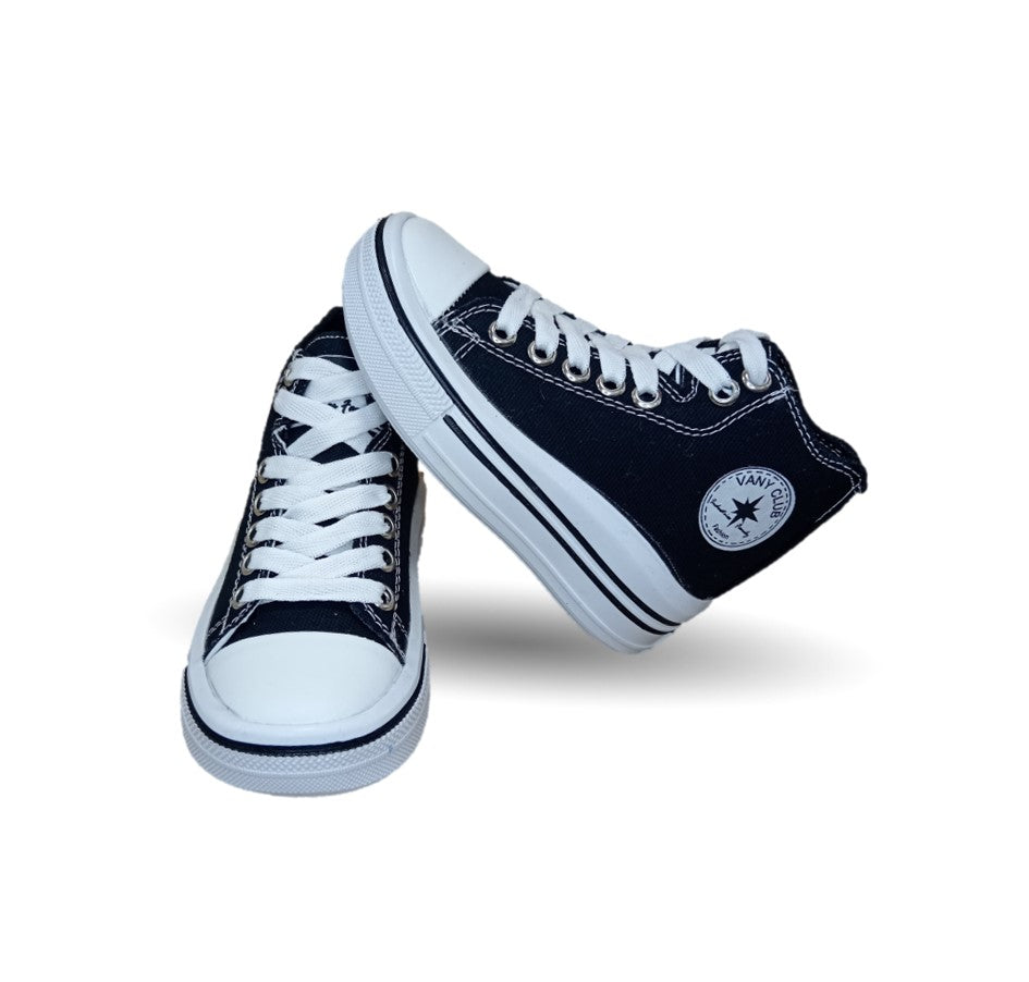Tenis tipo Bota con agujetas Vany 6010 Negro Unisex para niño y niña