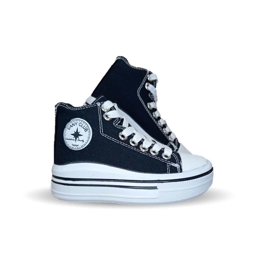 Tenis tipo Bota con agujetas Vany 6010 Negro Unisex para niño y niña