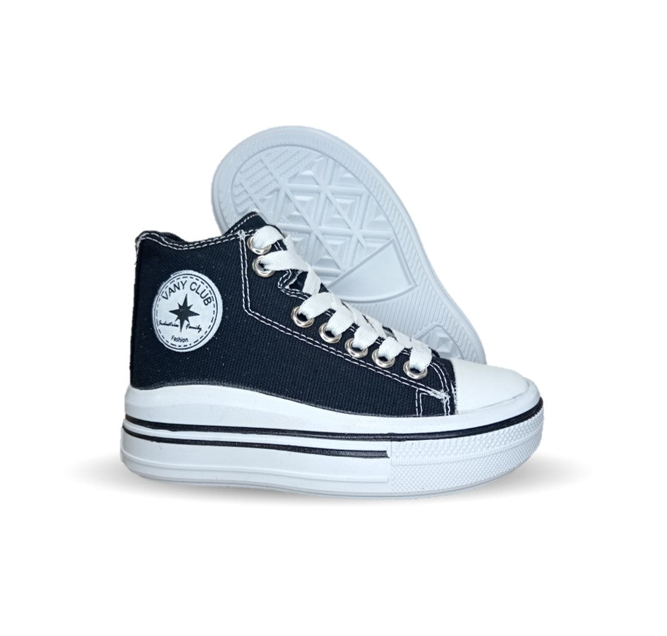 Tenis tipo Bota con agujetas Vany 6010 Negro Unisex para niño y niña