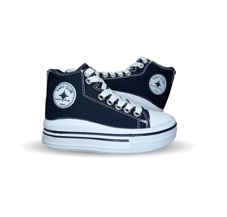 Tenis tipo Bota con agujetas Vany 6010 Negro Unisex para niño y niña