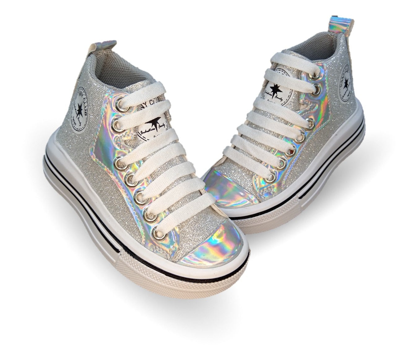 Tenis tipo Bota con agujetas Vany 6010 Plata para niña