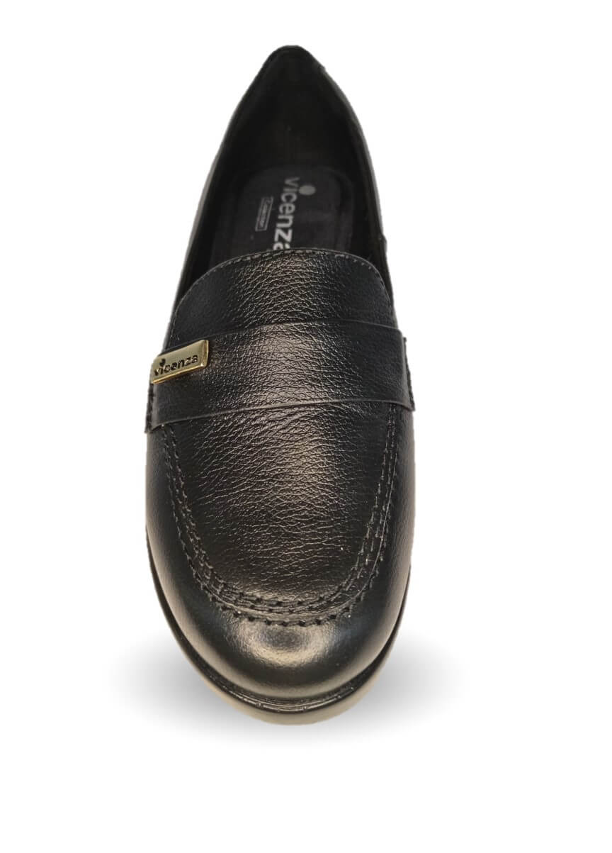 Zapato Casual de moda de piel bovino con cuña media Vicenza 15705 Negro para mujer